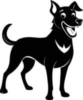 Black and white silhouette of a happy dog vector