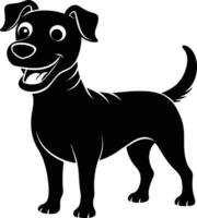 Black and white silhouette of a happy dog vector