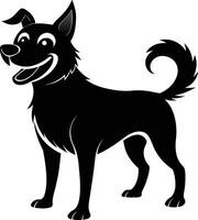 Black and white silhouette of a happy dog vector