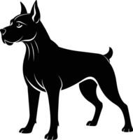 negro y blanco silueta de un Boxer perro en pie vector