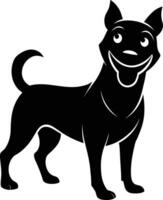 Black and white silhouette of a happy dog vector