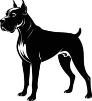 negro y blanco silueta de un Boxer perro en pie vector