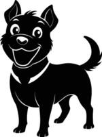 Black and white silhouette of a happy dog vector