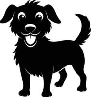 Black and white silhouette of a happy dog vector