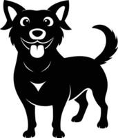 Black and white silhouette of a happy dog vector