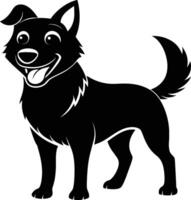 Black and white silhouette of a happy dog vector