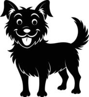 Black and white silhouette of a happy dog vector