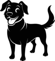 Black and white silhouette of a happy dog vector