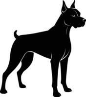 Black and white silhouette of a boxer dog standing vector