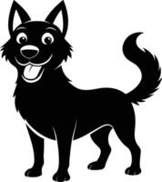 Black and white silhouette of a happy dog vector