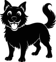 Black and white silhouette of a happy dog vector