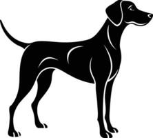 Black and white silhouette of a Hunting dog standing vector