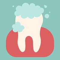 Tooth single 2 cute on a blue-green background, illustration. vector