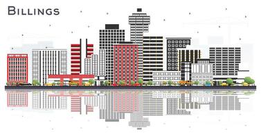 Billings Montana City Skyline with Color Buildings and reflections Isolated on White. Travel and Tourism Concept with Modern Architecture. Billings USA Cityscape with Landmarks. vector