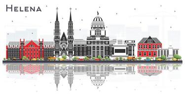 Helena Montana City Skyline with Color Buildings and reflections Isolated on White. Business Travel and Tourism Concept with Historic Architecture. Cityscape with Landmarks. vector