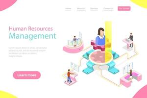 Isometric flat landing page template of employee search service. vector