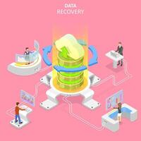Isometric flat concept of data recovery services. vector