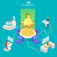 Isometric flat concept of headhunting, recruitment, HR manager review. vector