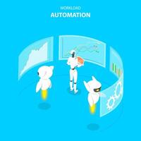 Isometric flat concept of workload automation, job scheduling. vector