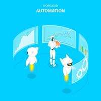 Isometric flat concept of workload automation, job scheduling. vector