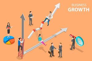 Isometric flat concept of business growth, increasing efficiency. vector