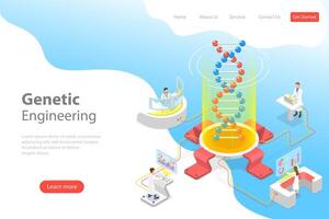 Isometric flat concept of genetic engineering, DNA structure changing. vector