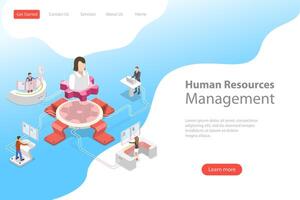 Isometric flat landing page template of employee search service. vector