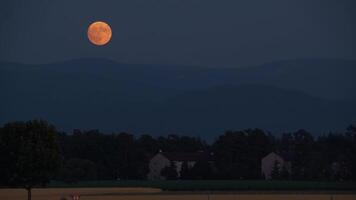 Harvest moon over rural setting video