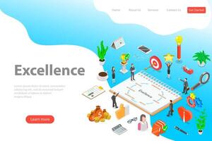 Isometric landing page template of business excellence. vector