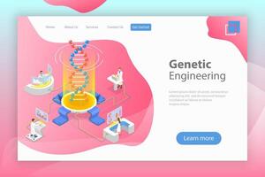 Isometric flat concept of genetic engineering, DNA structure changing. vector