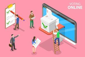 Isometric flat concept of online voting and election, e-voting. vector