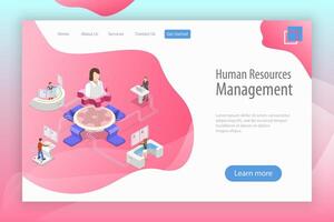 Isometric flat landing page template of employee search service. vector