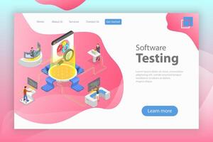 Isometric flat landing pate template of software quality assurance. vector