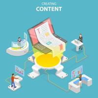 Flat isometric concept of content creating, copywriting, creative writing vector