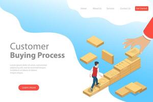 Isometric flat landing page template of customer journey map. vector