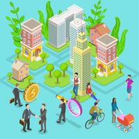 Isometric flat concept of investment in property. vector