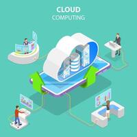 isométrica plano concepto de nube informática tecnología. vector