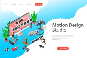 Isometric flat concept of motion design studio, editor app. vector