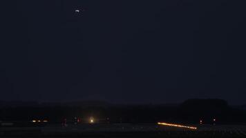 Night runway takeoff and landing video