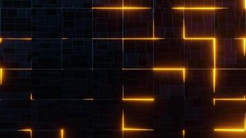 A dark background with yellow lines and squares, creating a visually striking pattern. Looped animation video