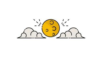 moon and cloud icon animation for astronaut set , isolated astronomy 2d concept animated footage motion graphic design video