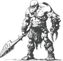 ogre warrior full body images using Old engraving style vector