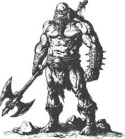 ogre warrior full body images using Old engraving style vector