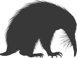 Silhouette Anteater animal black color only full body vector