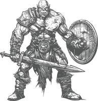 ogre warrior full body images using Old engraving style vector