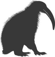 Silhouette Anteater animal black color only full body vector