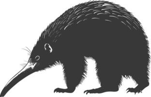 Silhouette Anteater animal black color only full body vector