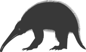 Silhouette Anteater animal black color only full body vector