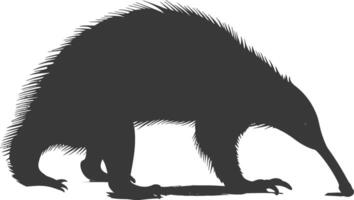 Silhouette Anteater animal black color only full body vector