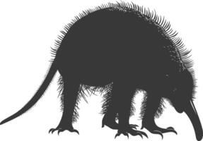 Silhouette Anteater animal black color only full body vector